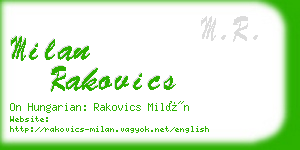 milan rakovics business card